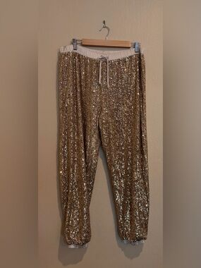 Victoria's Secret Gold Sequin Jogger Track Pants